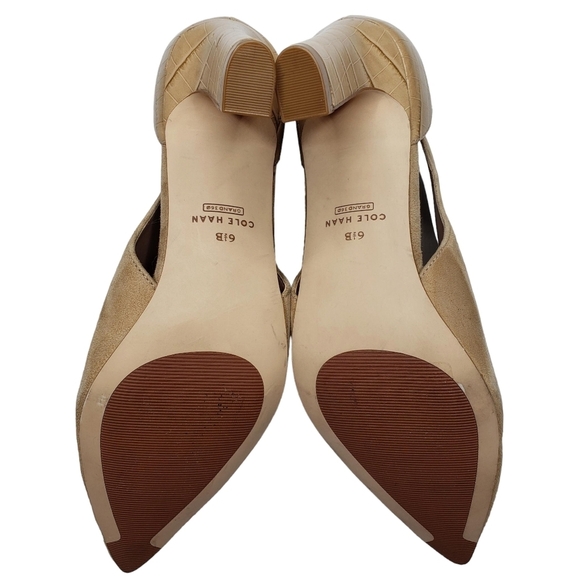 Cole Haan | Tan Genuine Suede Leather Pointed Toe Heeled Booties Women's 6.5 - Picture 12 of 12